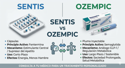 sentis vs ozempic diferencias para bajar de peso tratamiento obesidad
